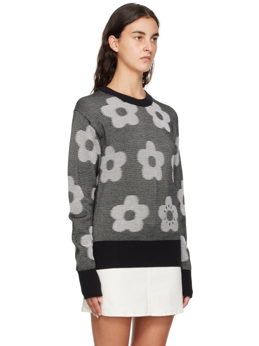 Black & White Kenzo Paris Flower Spot Sweater - 2