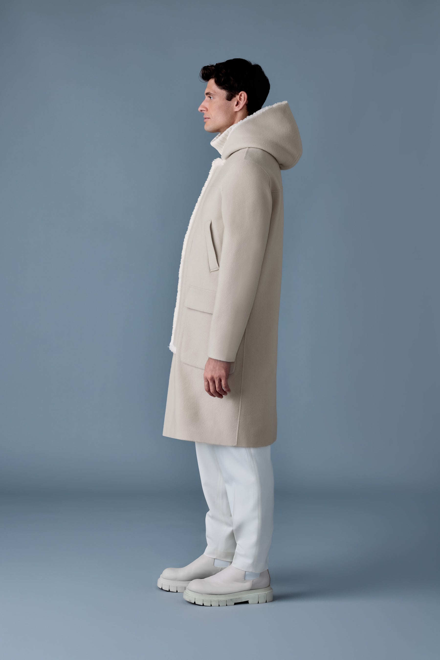 ABRAHAM Heavy double face wool long hooded coat - 4