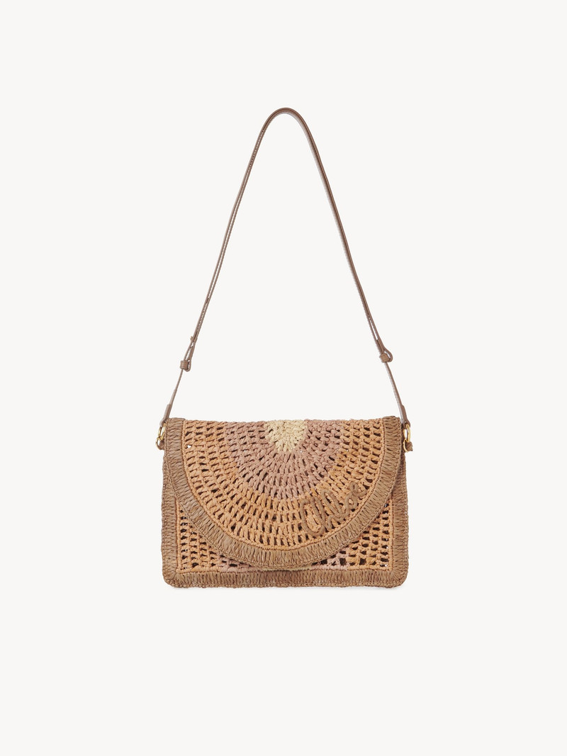 SUMMER BANANA FLAT POUCH WITH STRAP IN RAFFIA 1