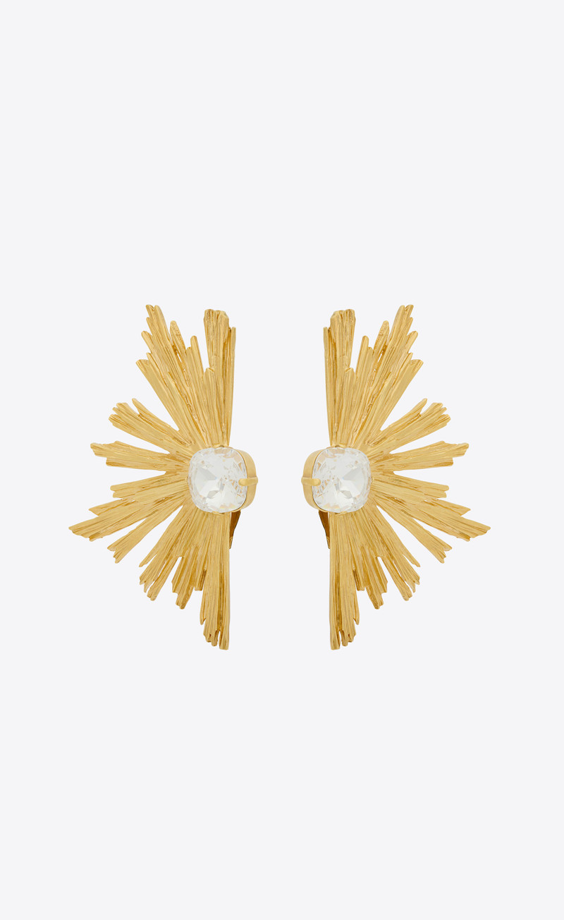 SAINT LAURENT crystal sunrise earrings in metal outlook
