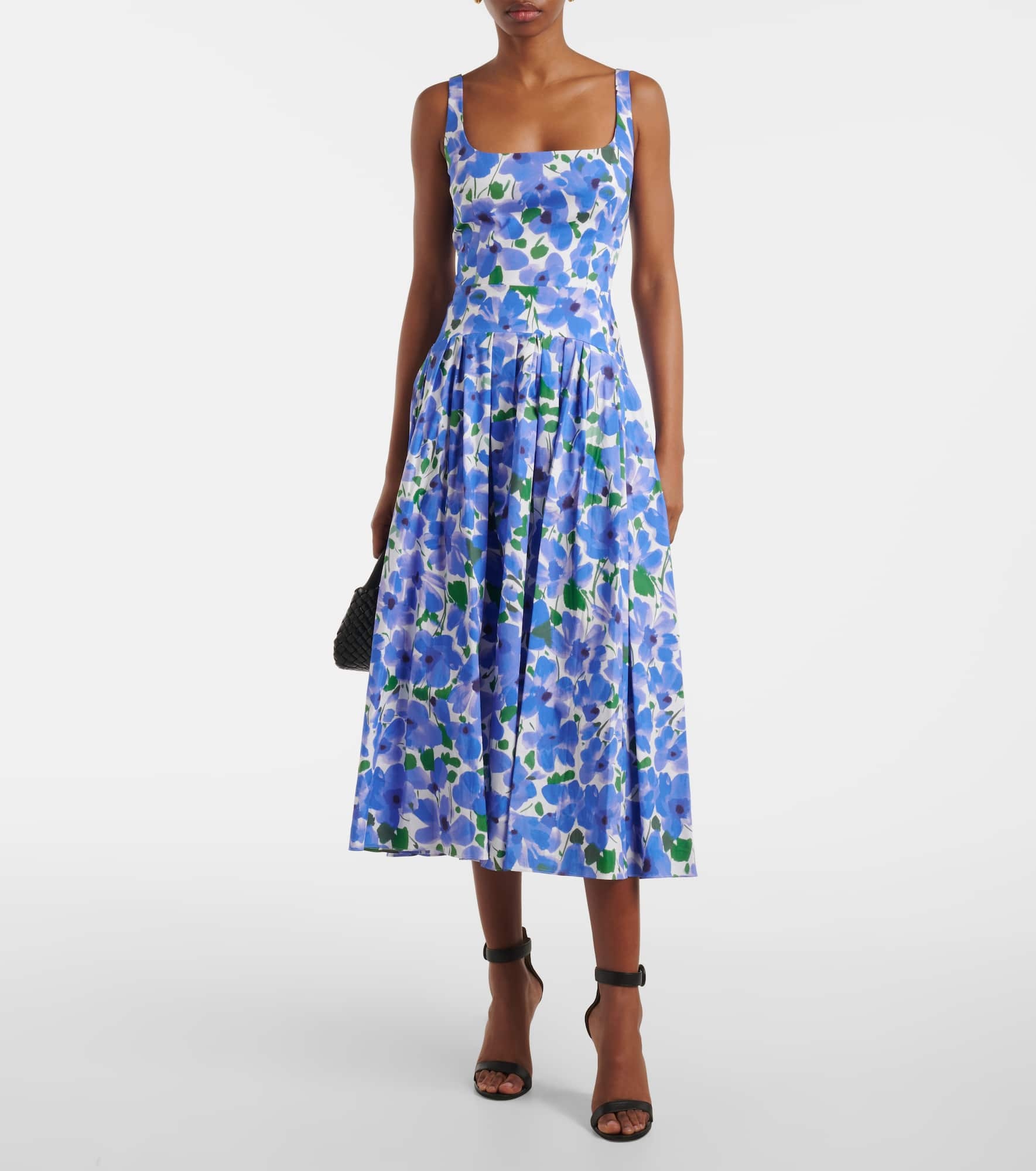 Floral cotton-blend midi dress - 2
