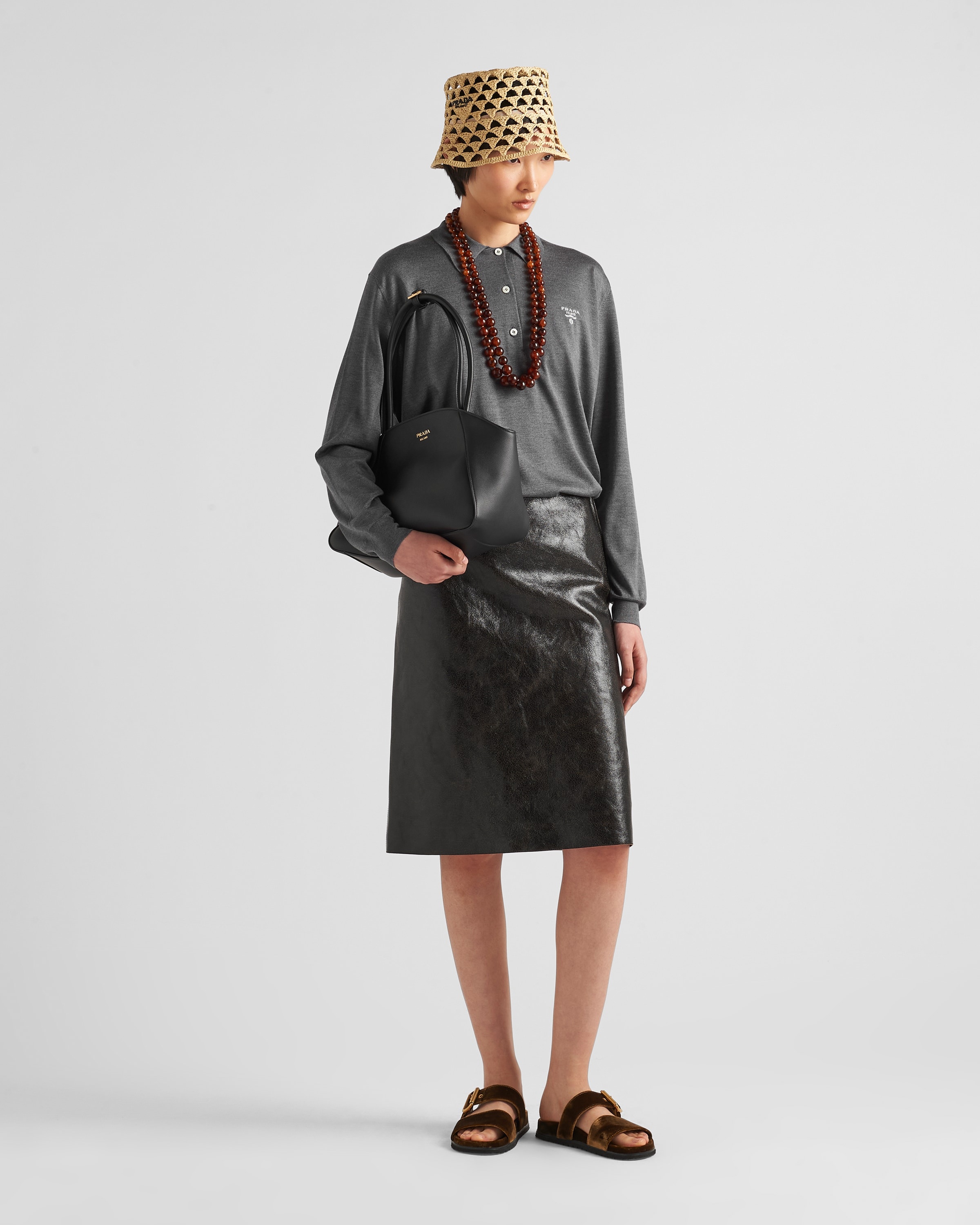 Craquelé leather skirt - 2
