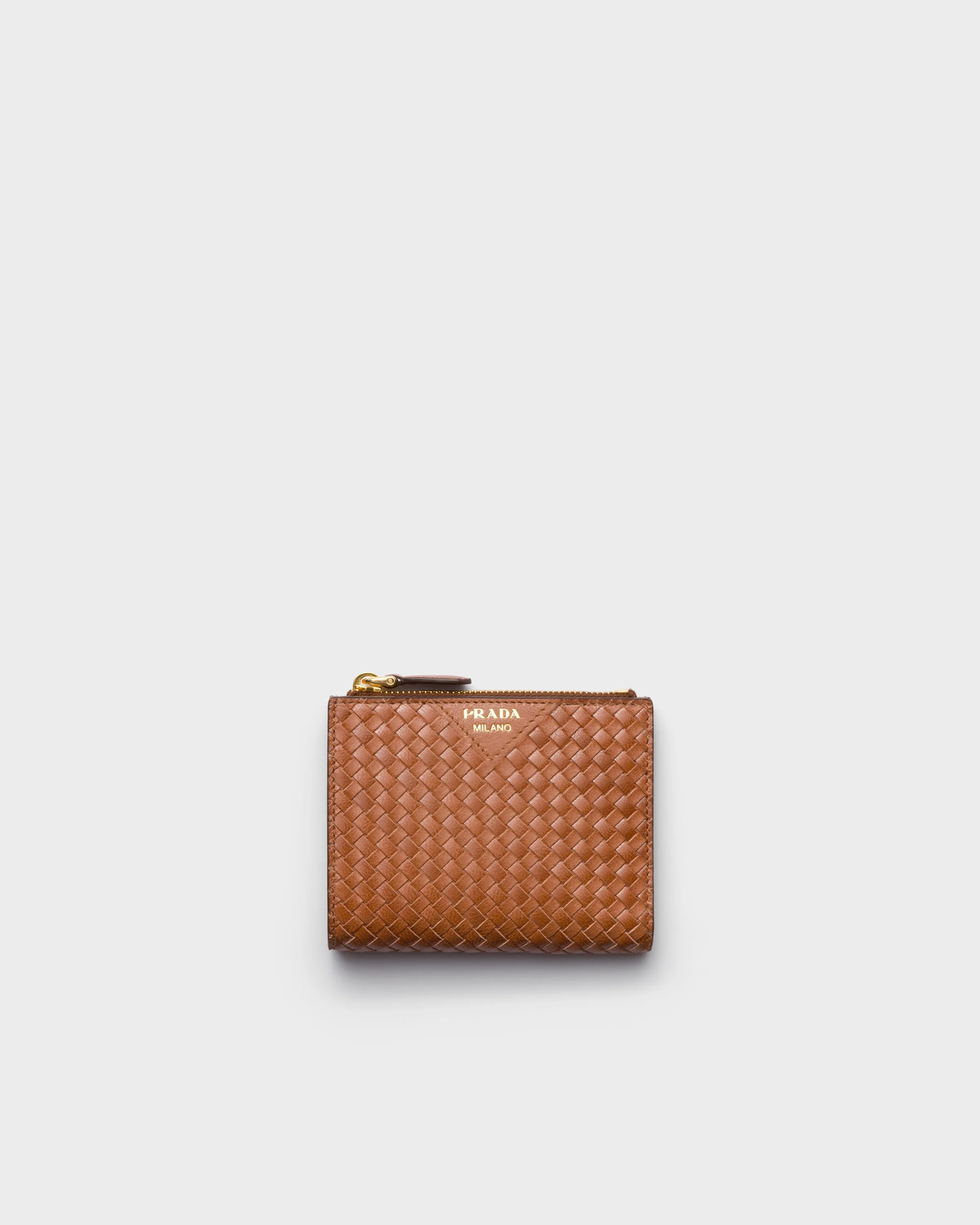 Small woven madras leather wallet - 1
