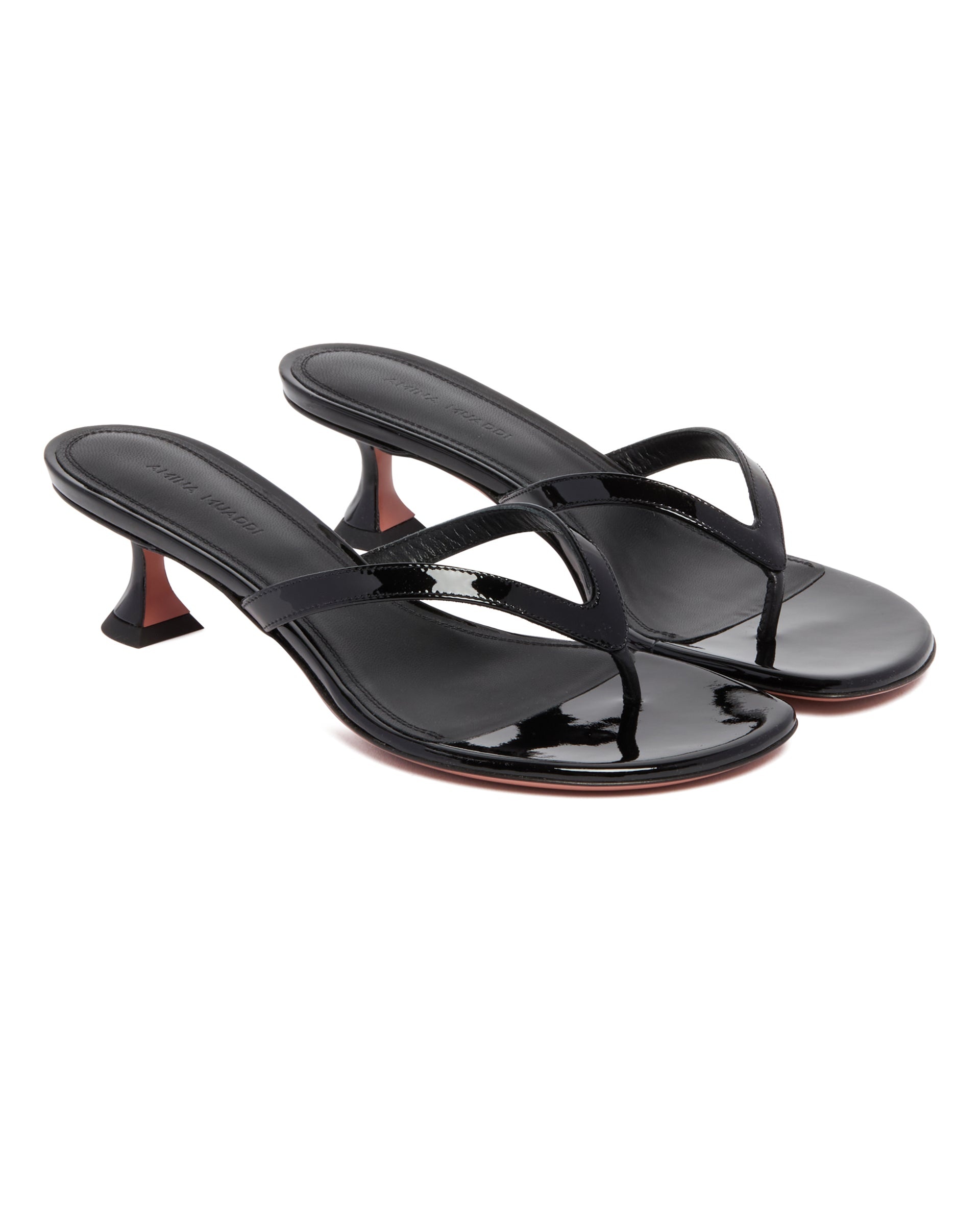 Black Leather Thong Sandals - 3
