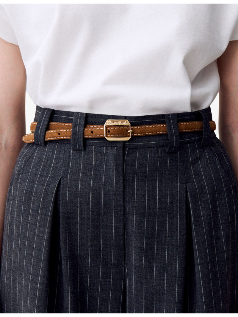 Claudie Pierlot Brand-Engraved Suede Belt outlook