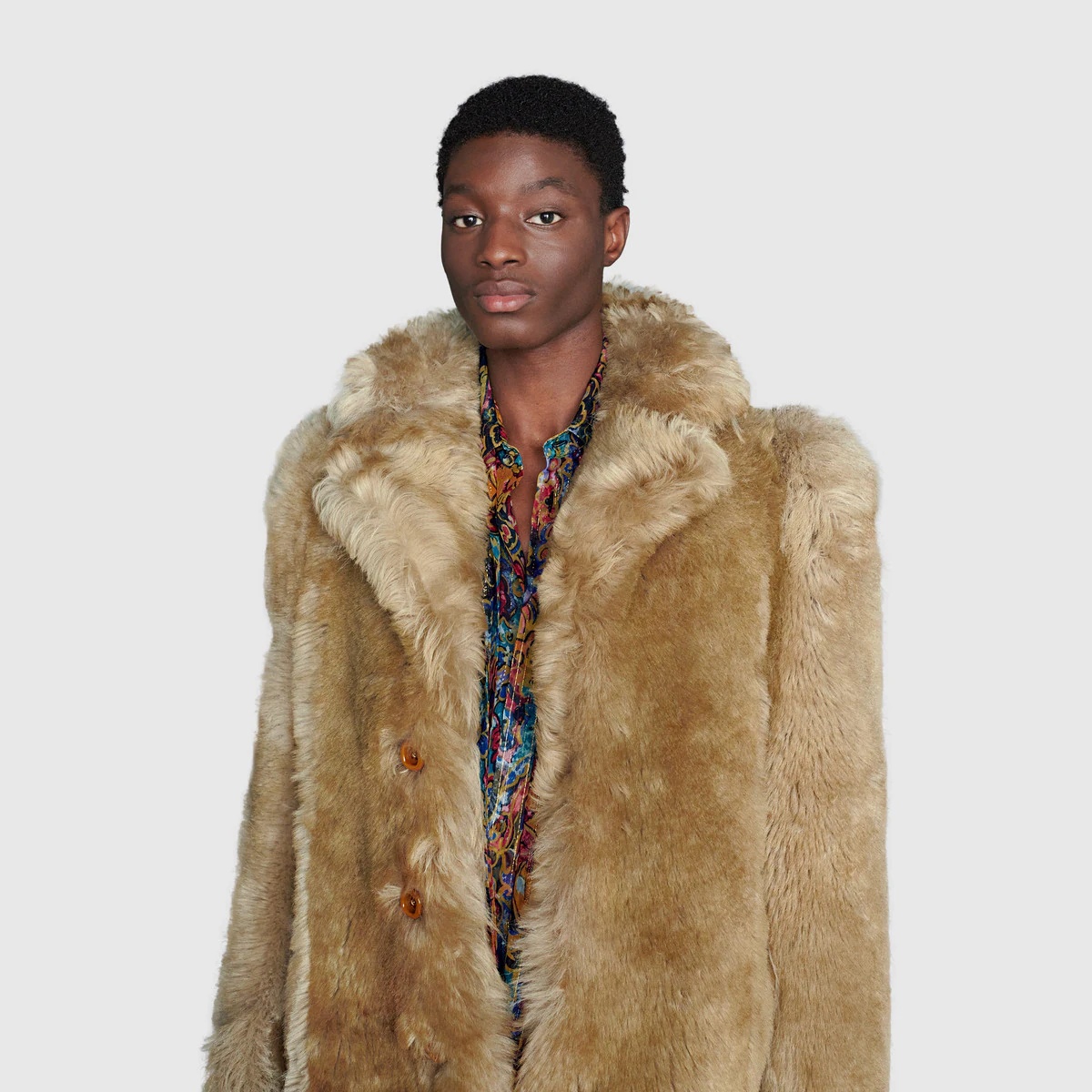 Shearling single-breasted coat - 5