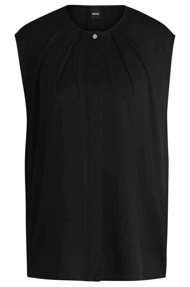 FITTED SLEEVELESS BLOUSE IN STRETCH SILK WITH CONCEALED PLACKET 1