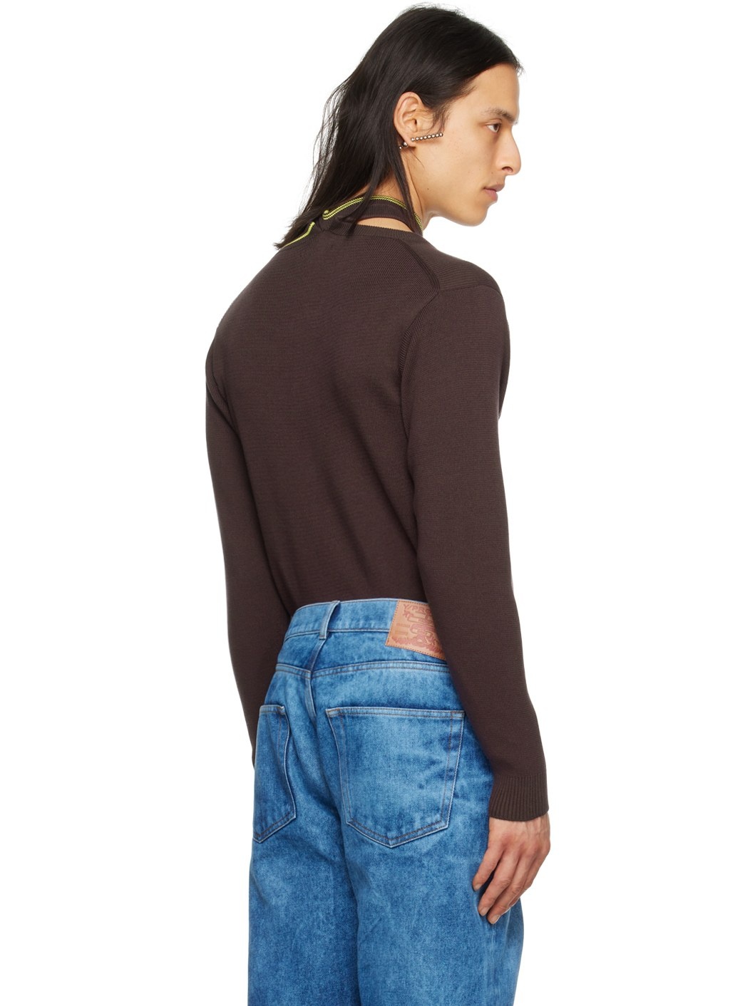 Brown Embroidered Sweater - 3