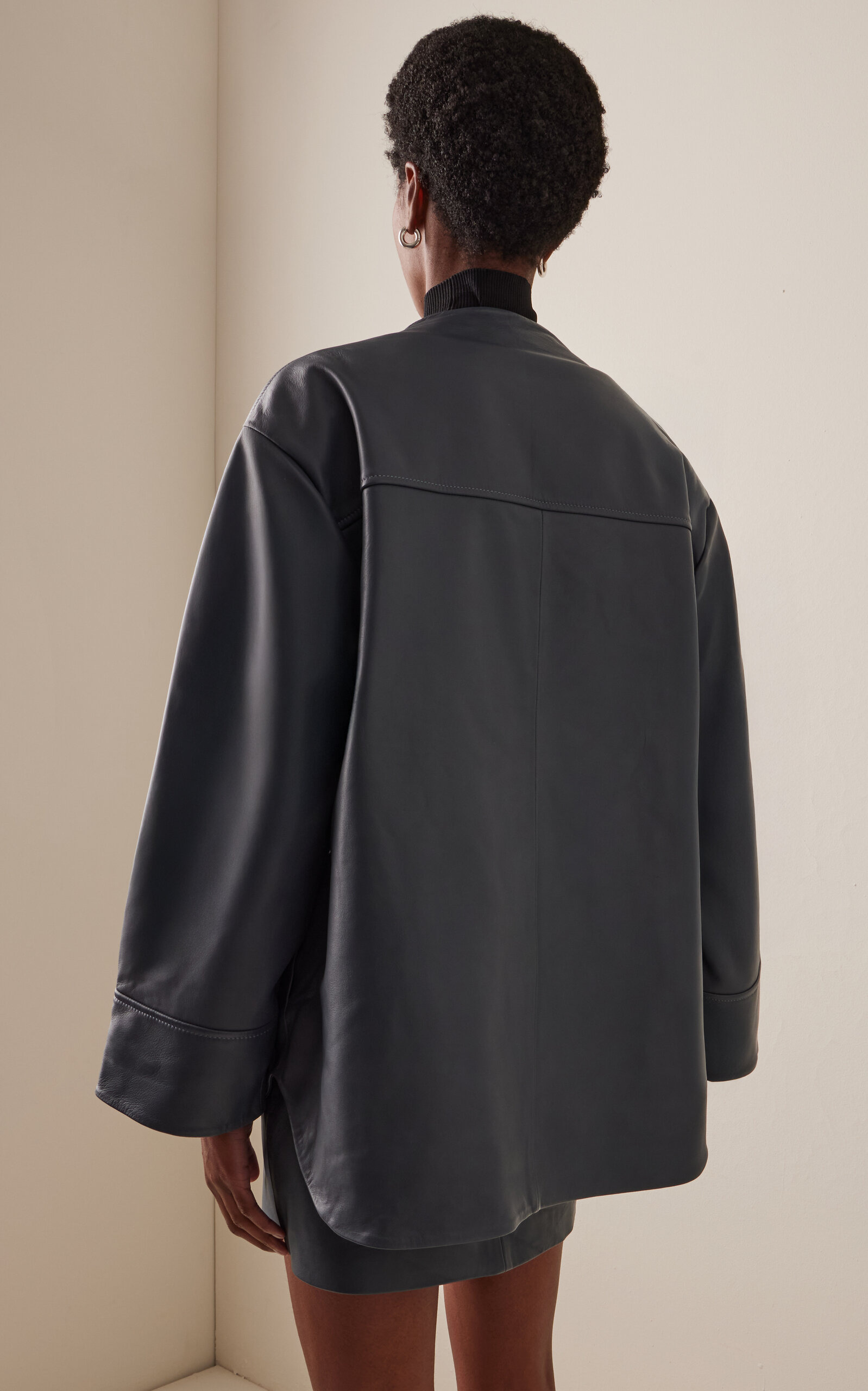 Exclusive Leather Pillow Jacket grey - 4