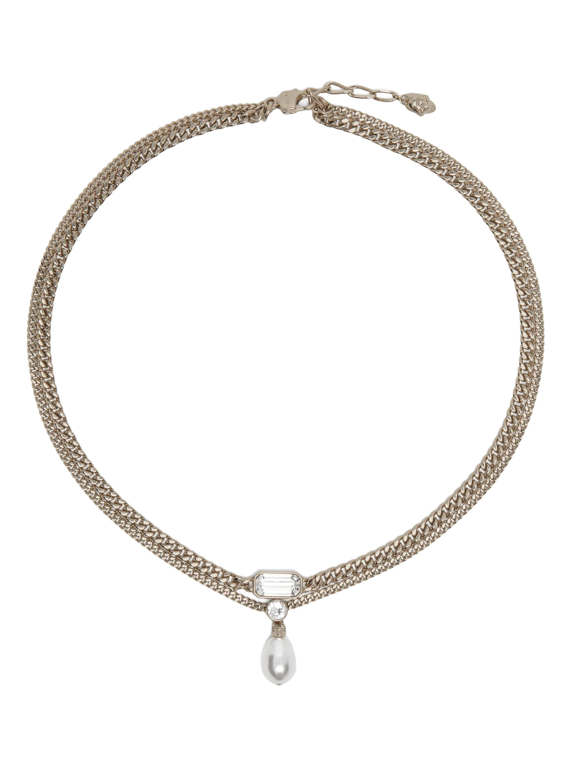 Women's Silvertone, Imitation Pearl & Crystal Necklace - Black - 1