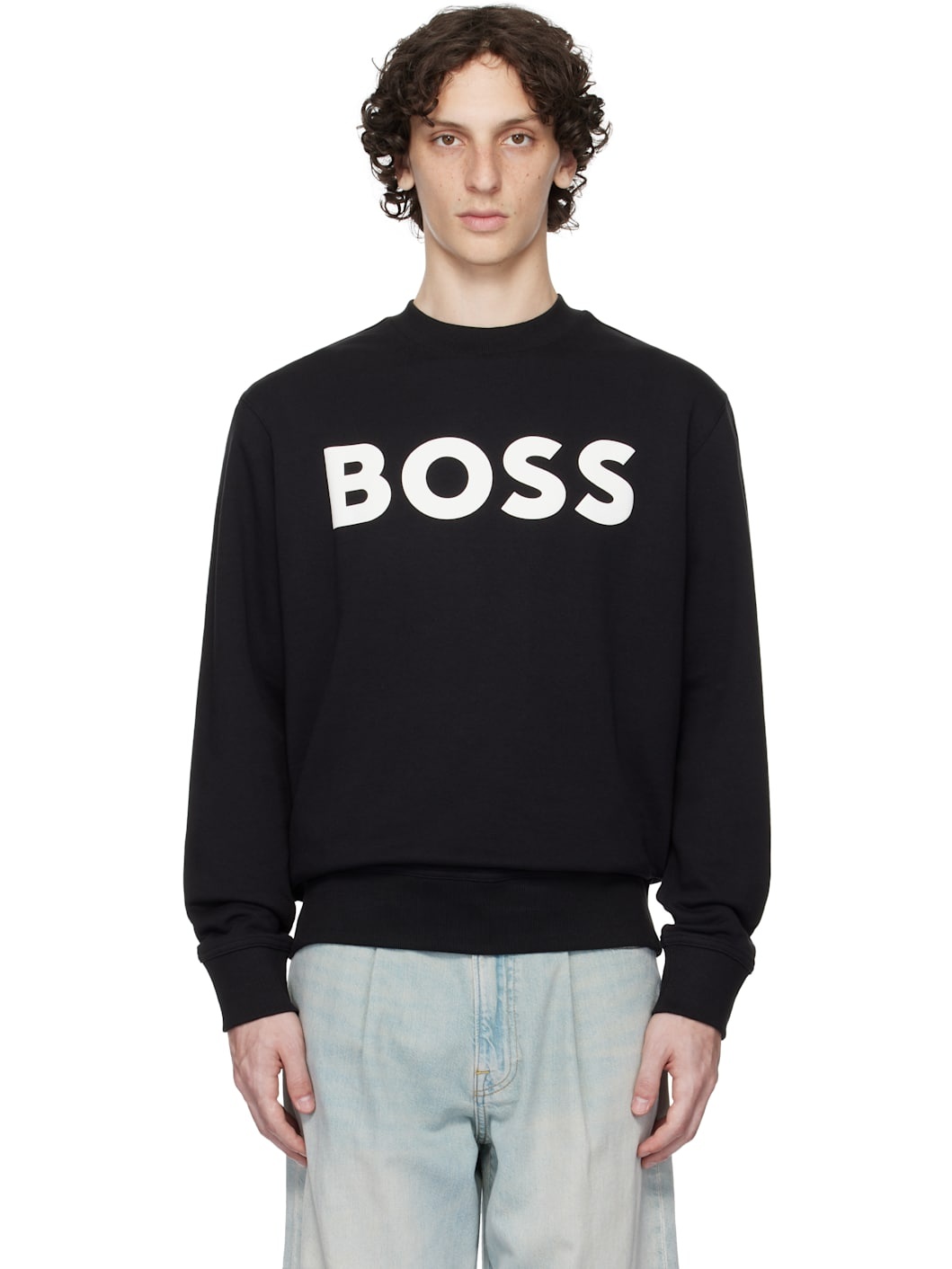 Black Relaxed-Fit Cotton-Terry Logo Sweatshirt - 1