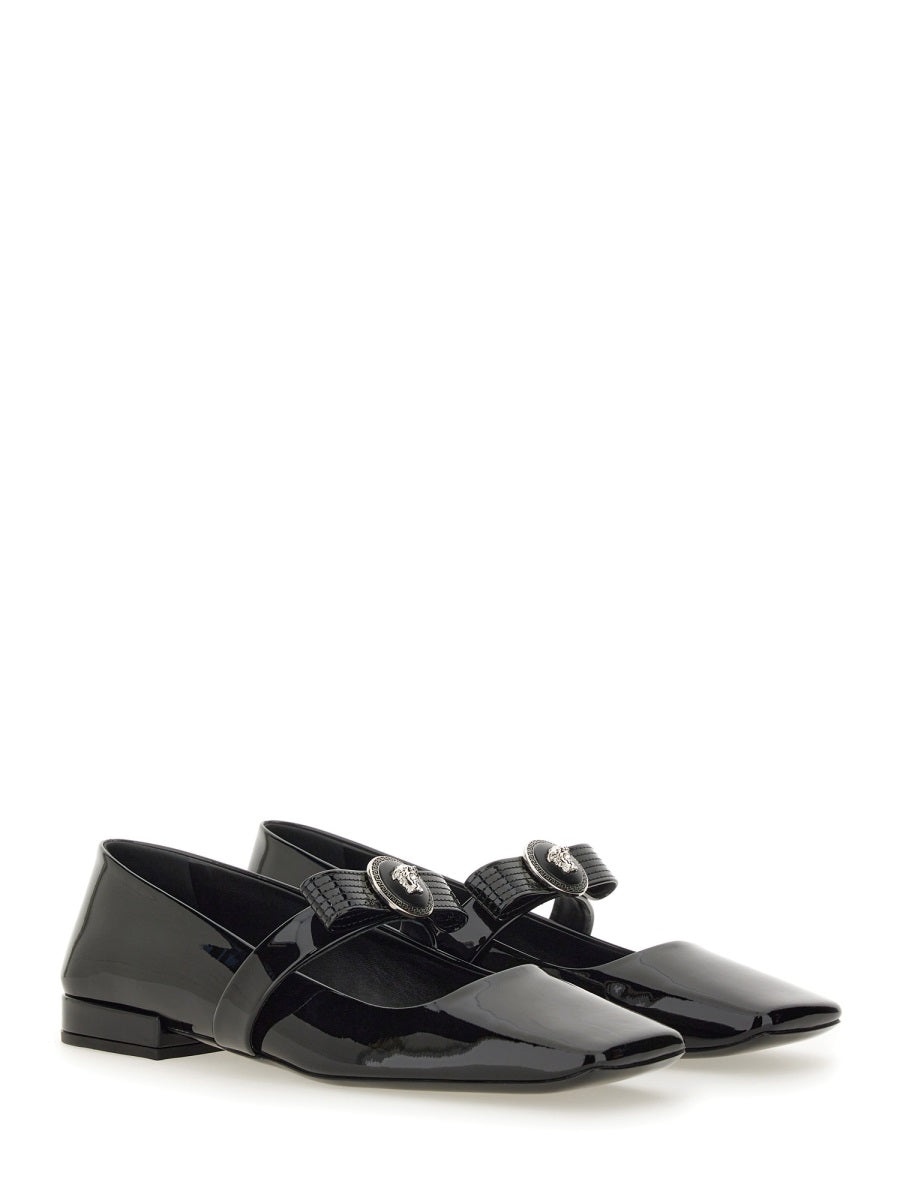 Versace Women Patent Leather Ballerina "Gianni Ribbon" - 3