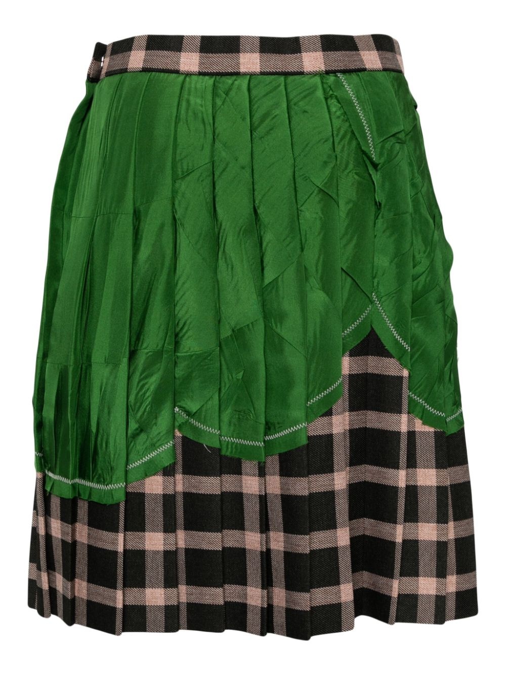 patchwrok pleated mini skirt - 2