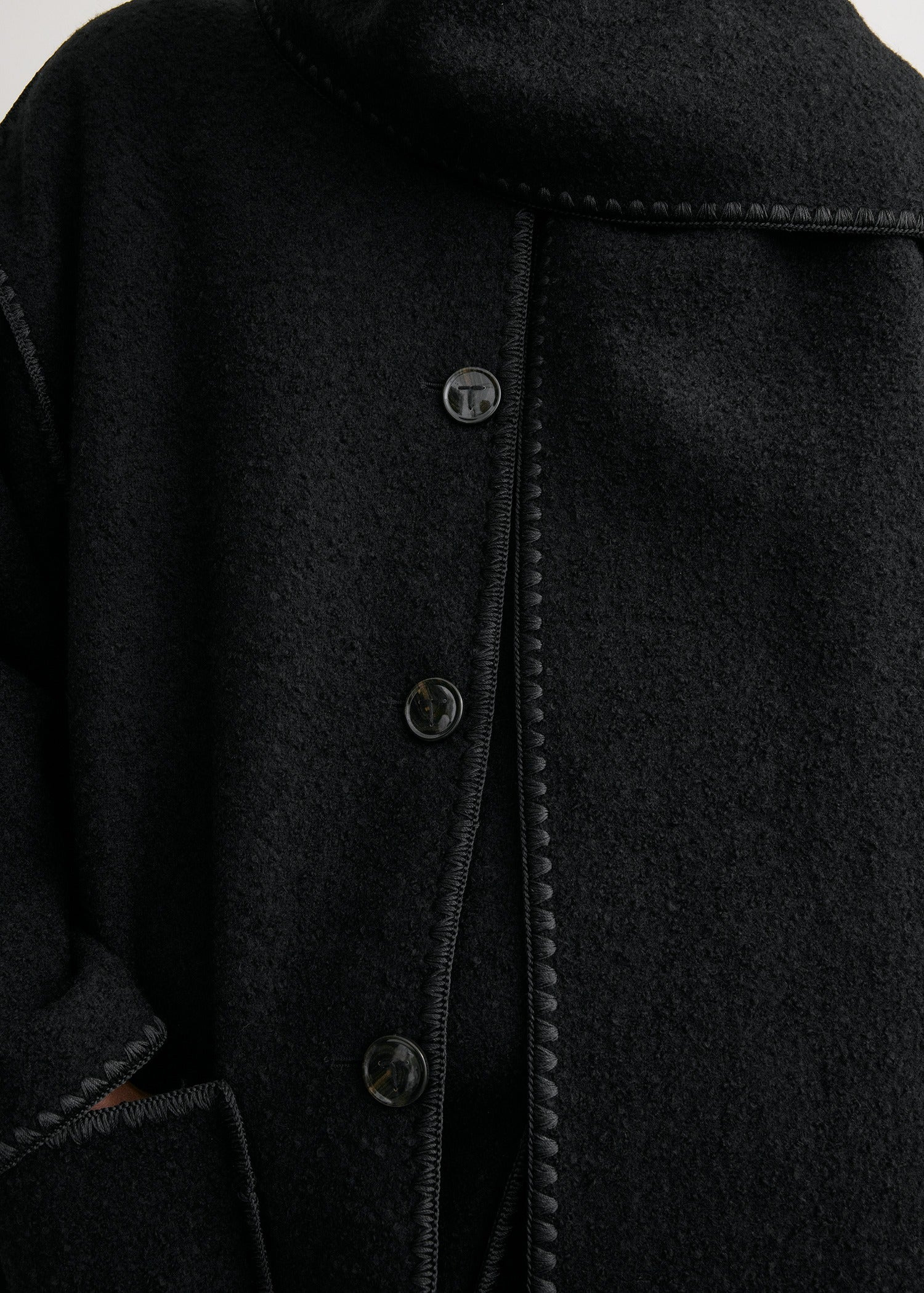 Embroidered scarf jacket black - 5