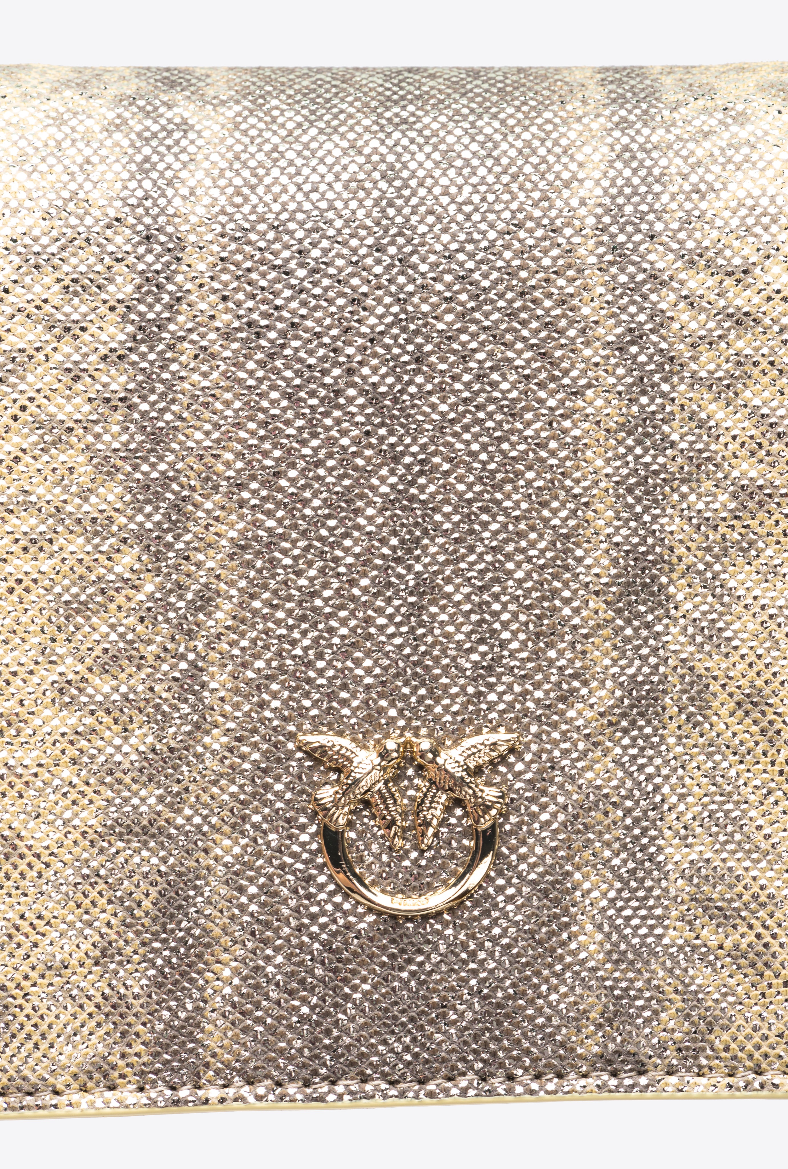 PINKO GALLERIA MINI CLICK CROSSBODY BAG IN GLITTERY REPTILE LEATHER - 5