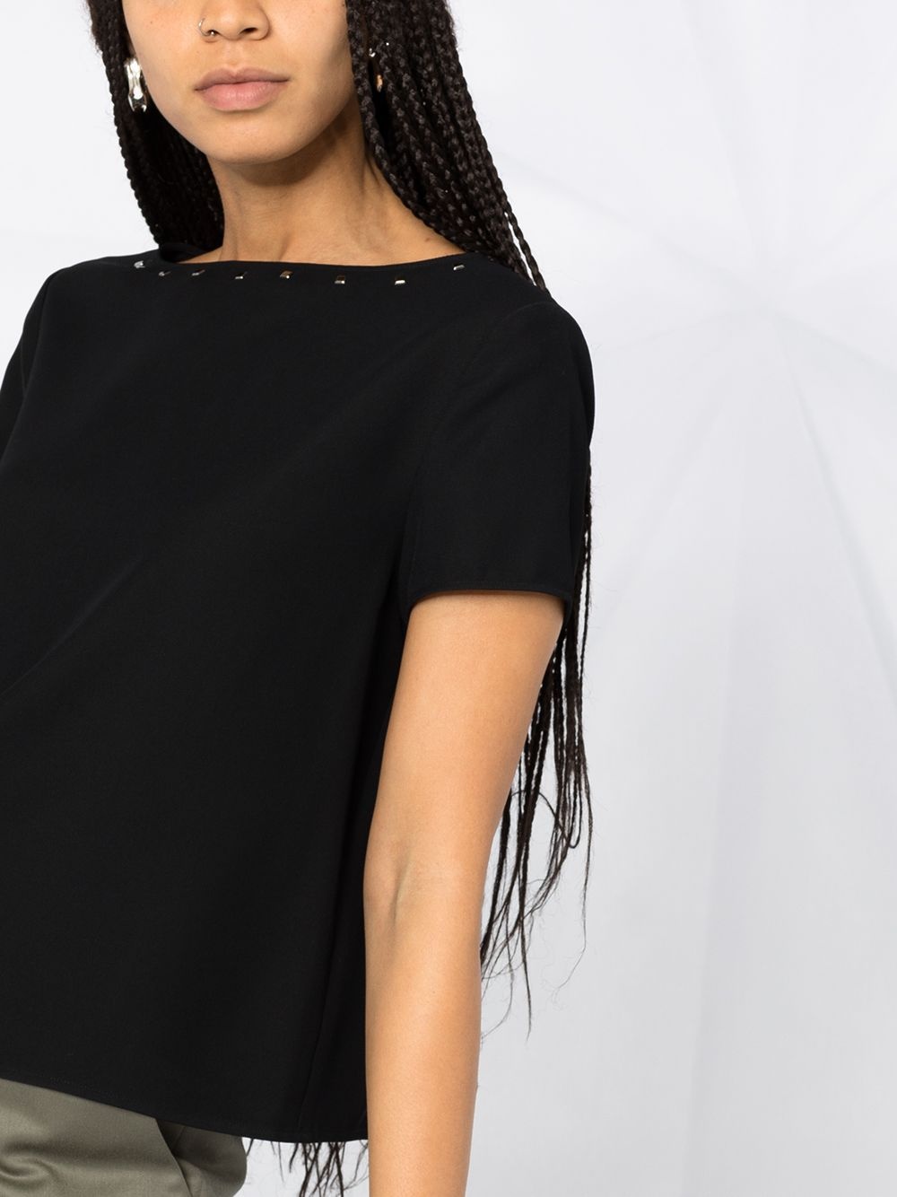 studded boat neck T-shirt - 5