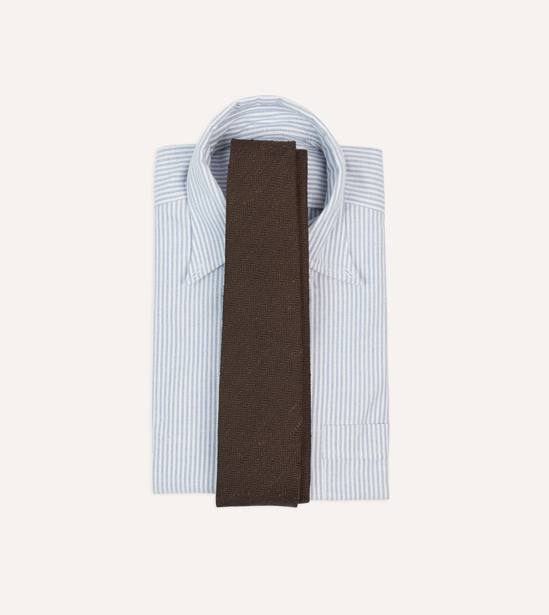 Drake's Brown Shantung Silk Hand-Rolled Tie outlook