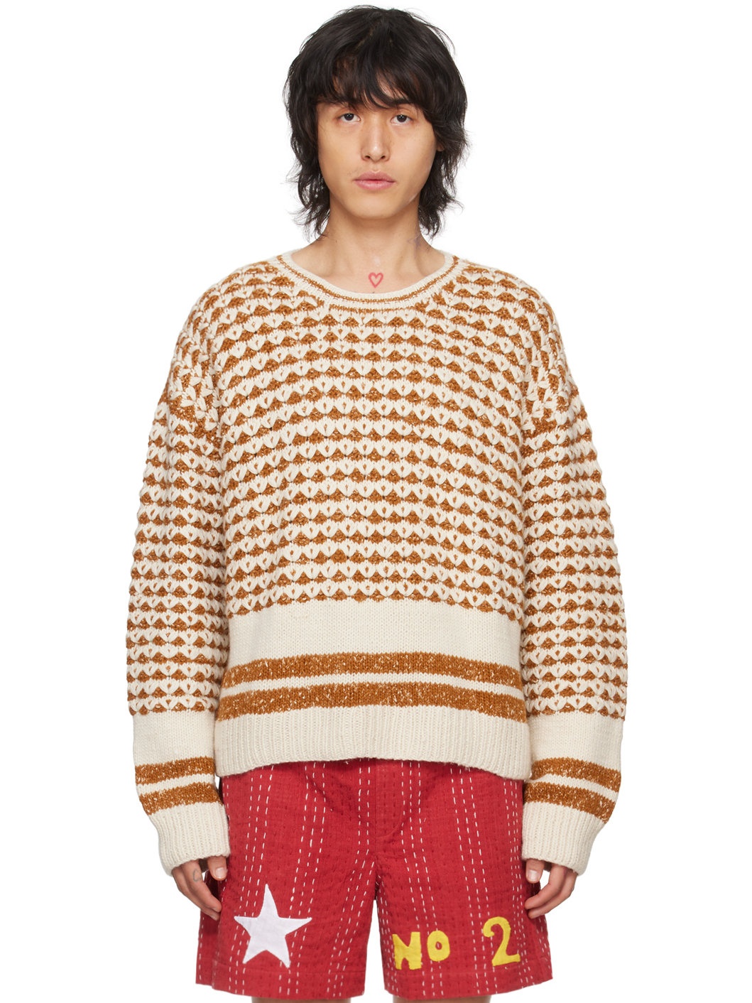 Tan Dropped Shoulder Sweater - 1