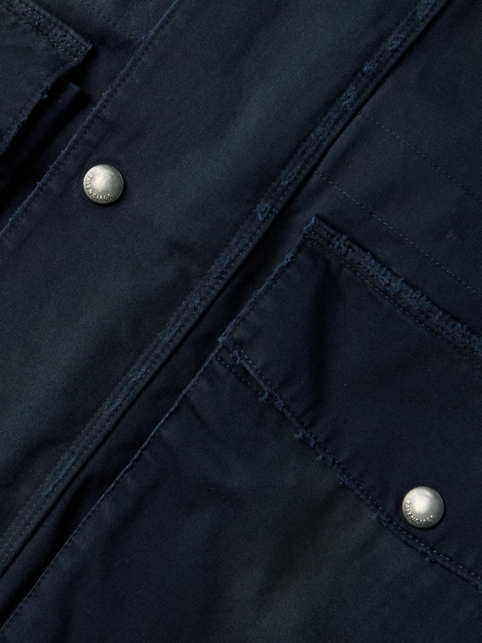 Oversized Jersey-Trimmed Distressed Organic Cotton-Blend Gabardine Parka - 3