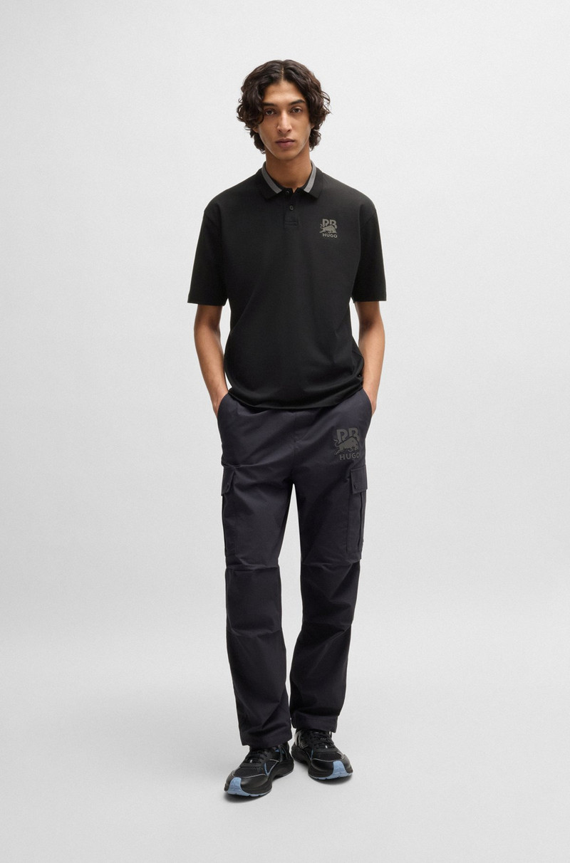 HUGO HUGO X RB STRETCH-COTTON POLO SHIRT WITH CARBON STEALTH LOGO outlook