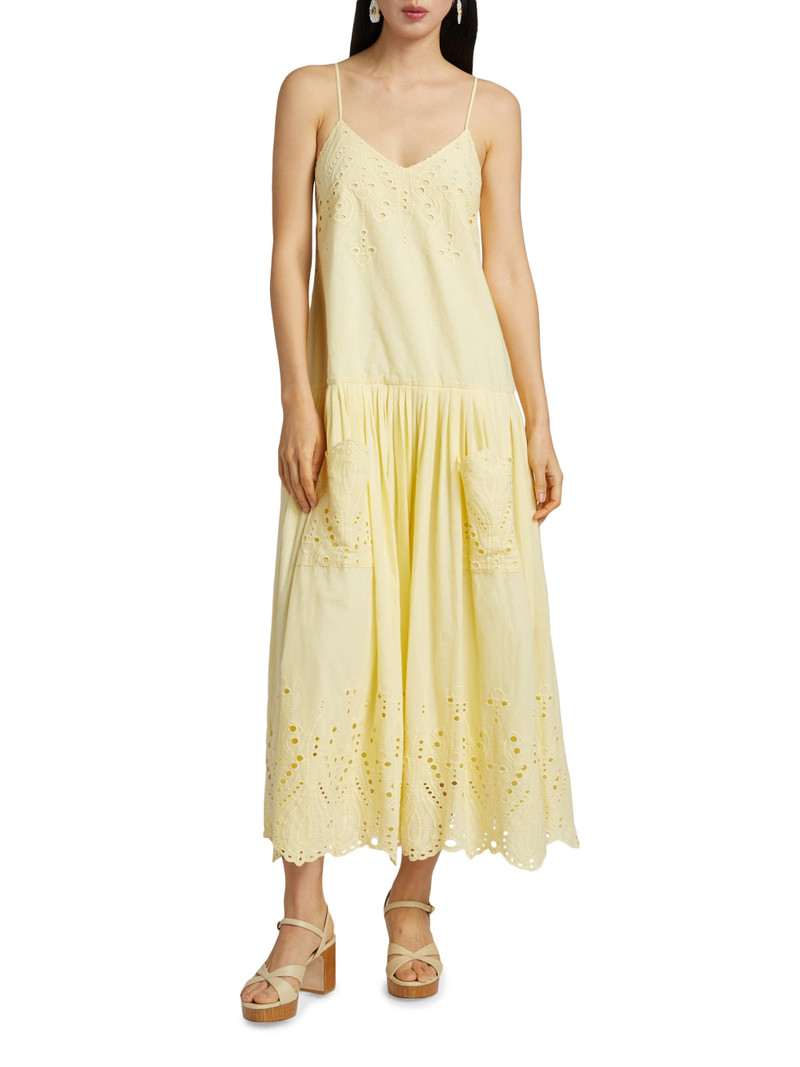Women's Martin Eyelet Cotton Maxi Dress - Butter Yellow 3