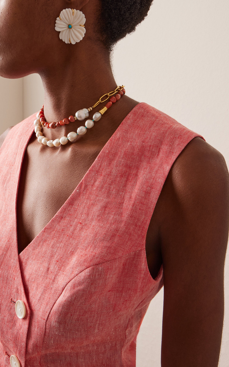 LIZZIE FORTUNATO New Blossom Pearl Earrings white outlook