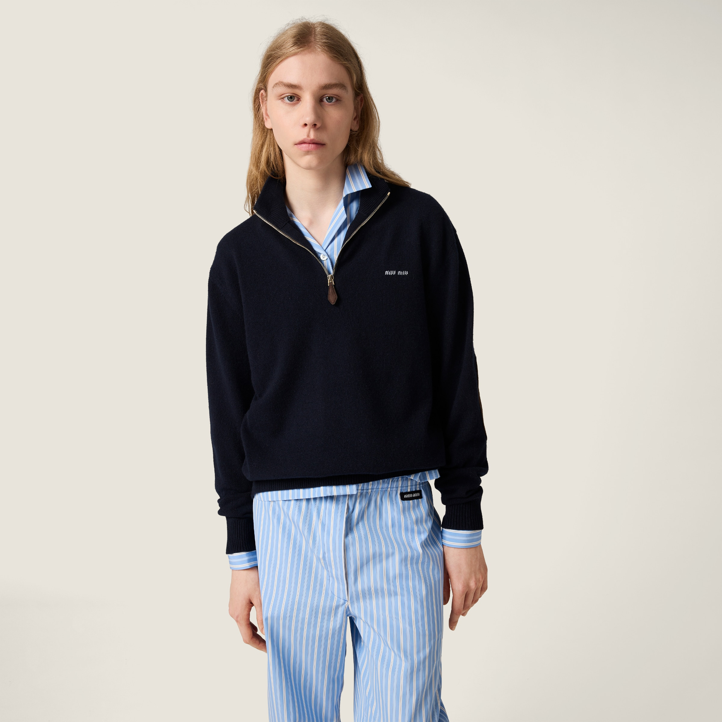 Cashmere and leather zipper sweater - 5