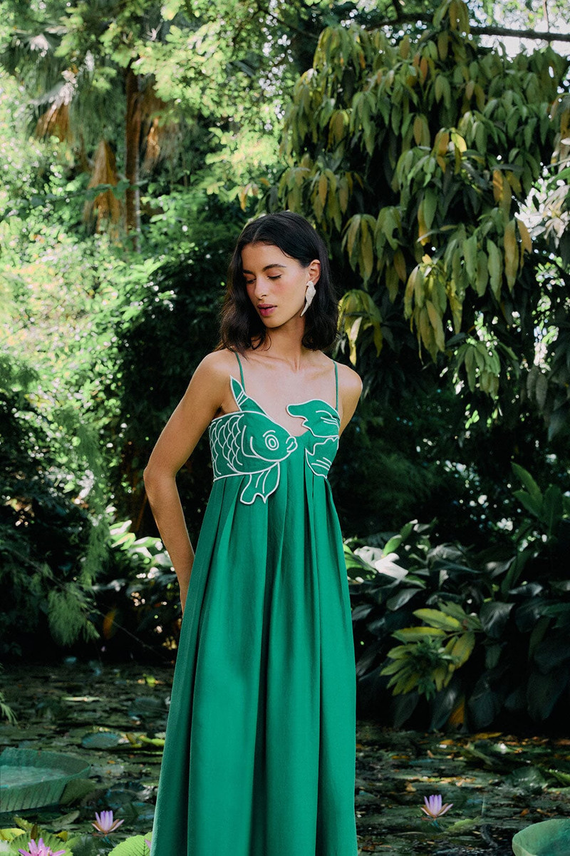 Green Fish Top Lenzing™ Ecovero™ Euroflax™ Maxi Dress 1