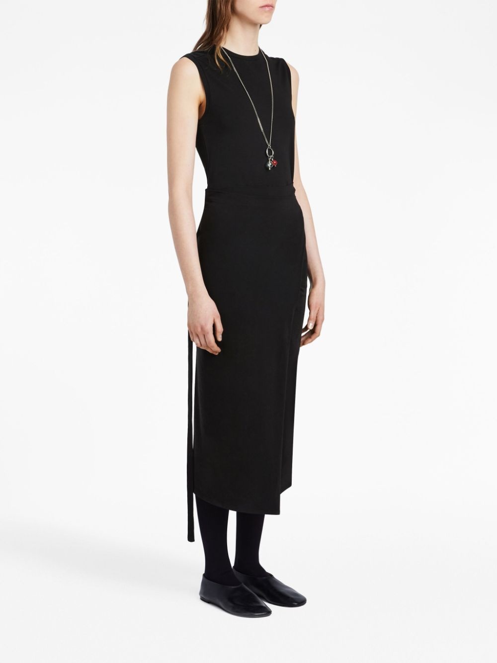 asymmetric jersey midi dress - 3