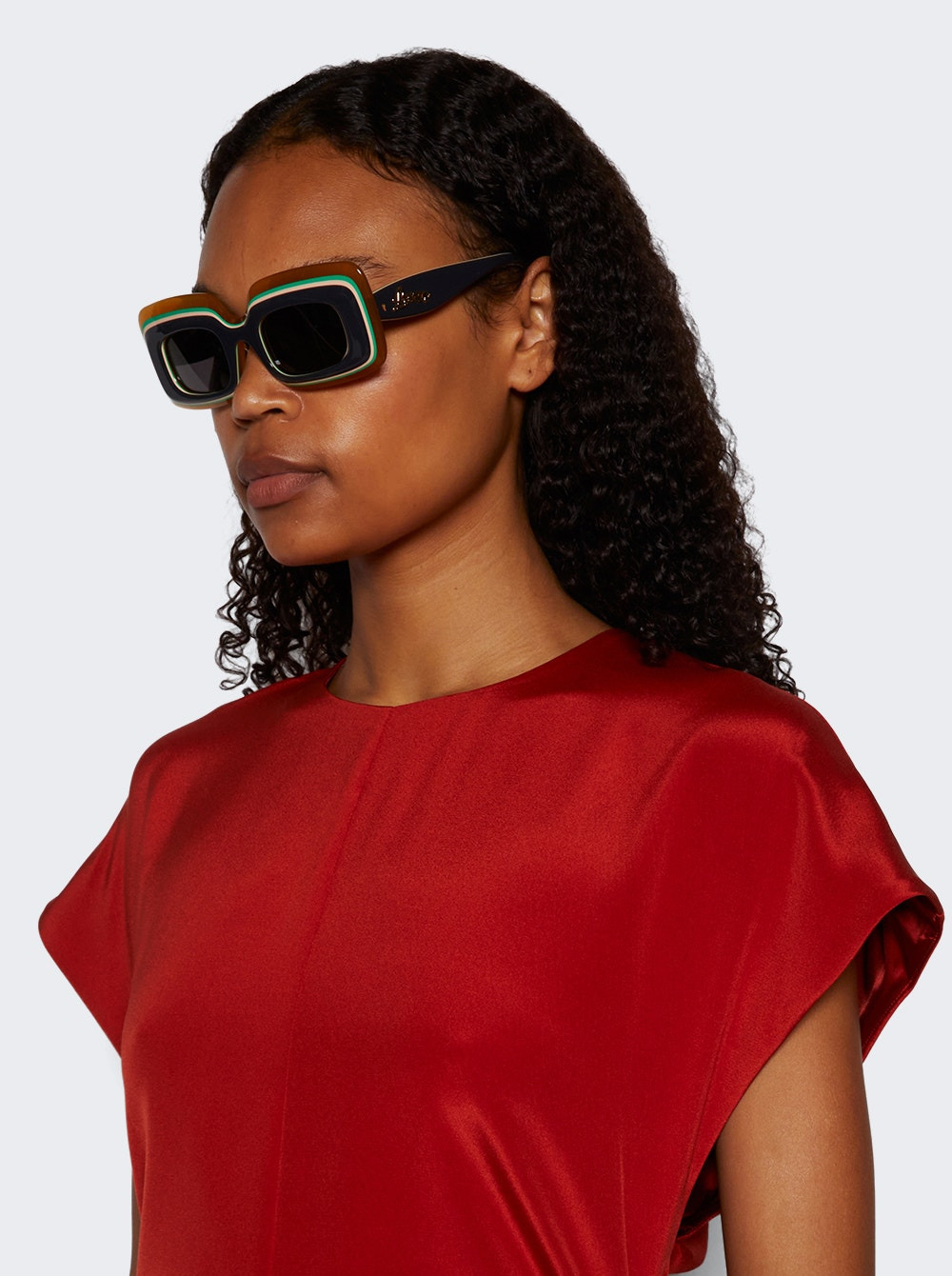Multilayer Rectangular Sunglasses Black And Yellow - 3