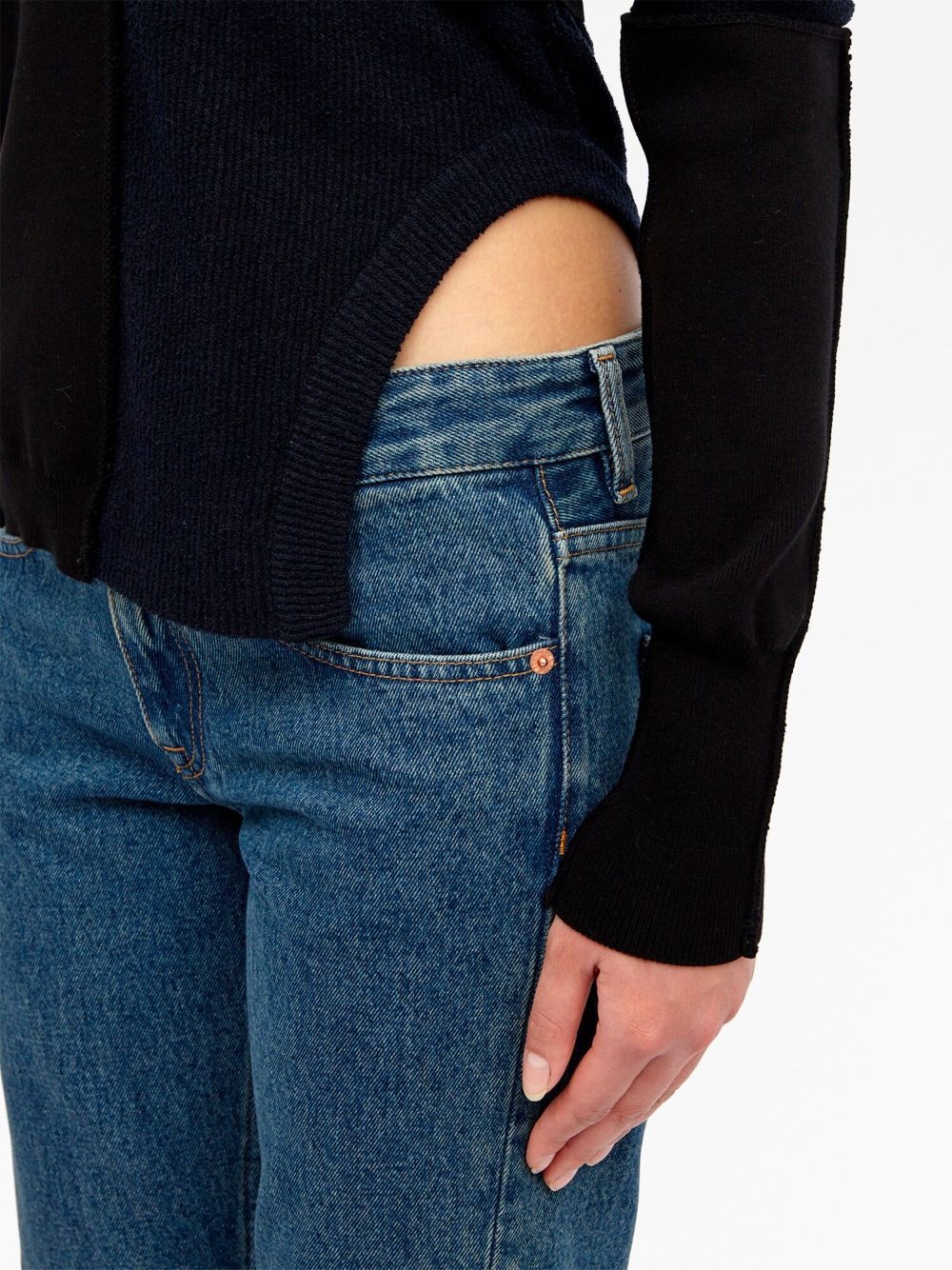 crew-neck deconstructed jumper - 6