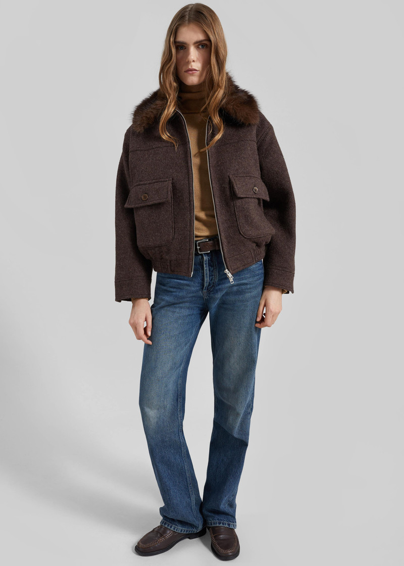 Elmont Brushed Wool Quilted Jacket - Brown 5