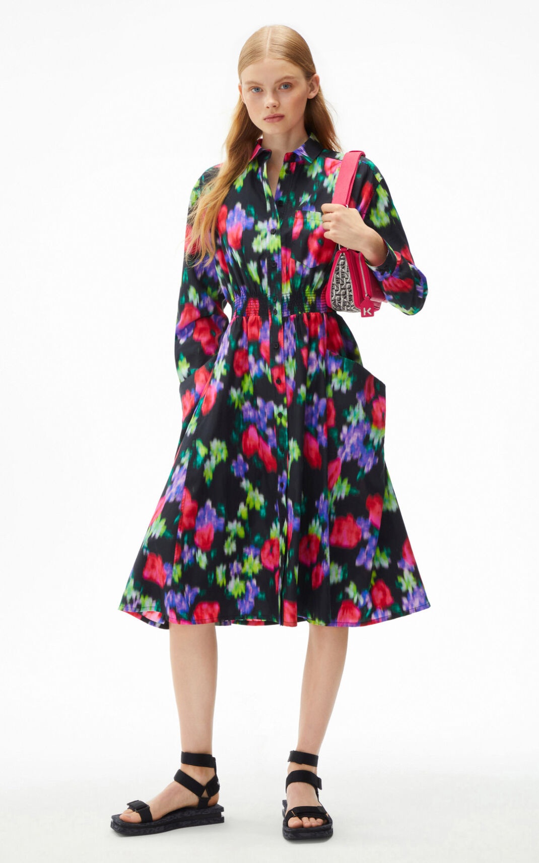 'Blurred Flowers' shirt dress - 2