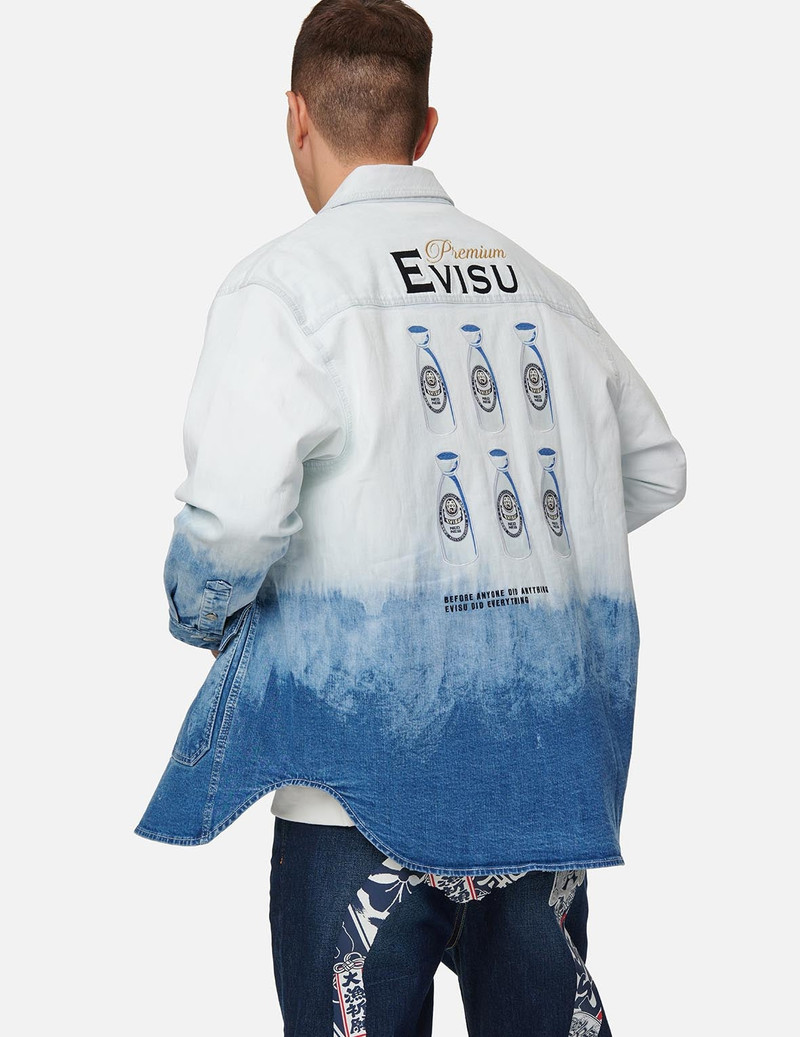 Sake Bottle Embroidered Tie-dye Denim Shirt Jacket 9