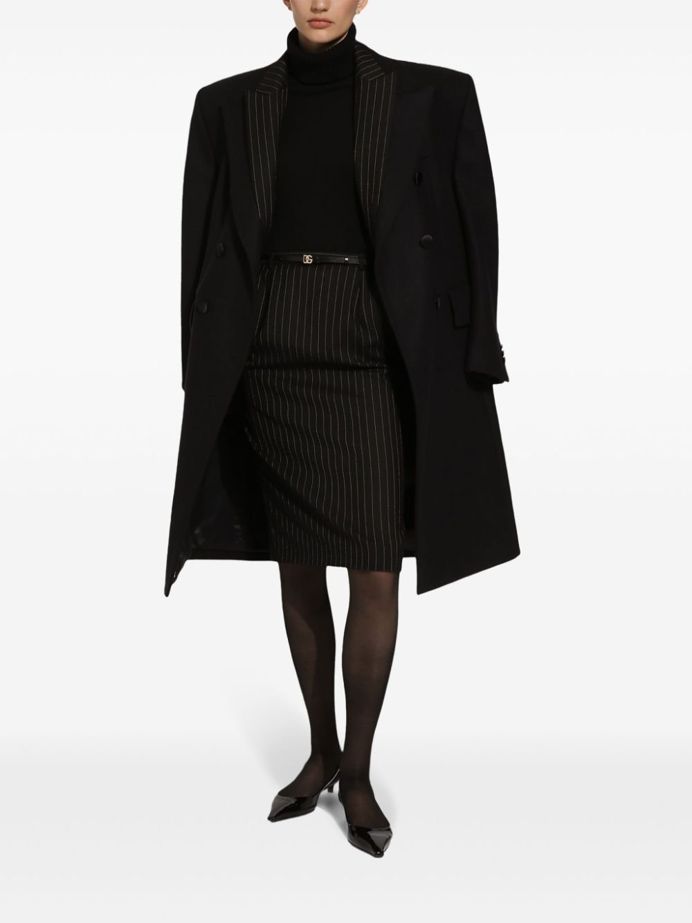 pinstripe-pattern wool skirt - 3