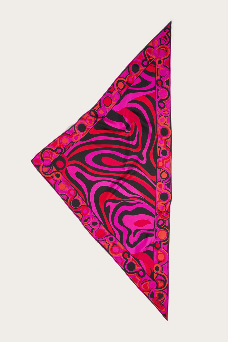 MIXED PRINT SILK TRIANGLE SCARF 1