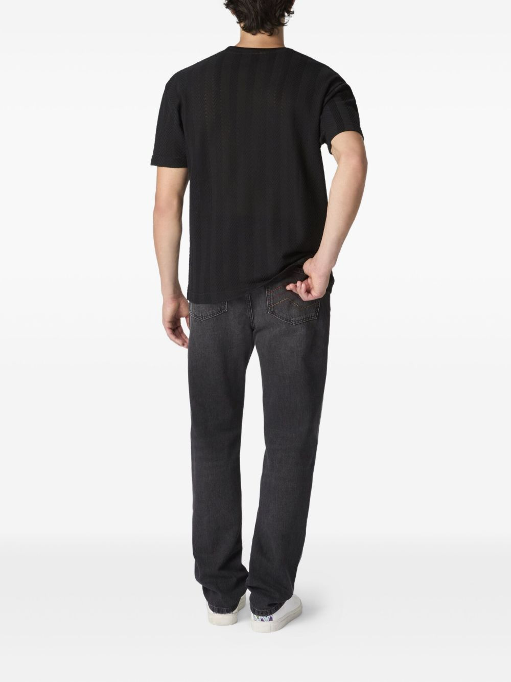 herringbone-pattern short-sleeved T-shirt - 3