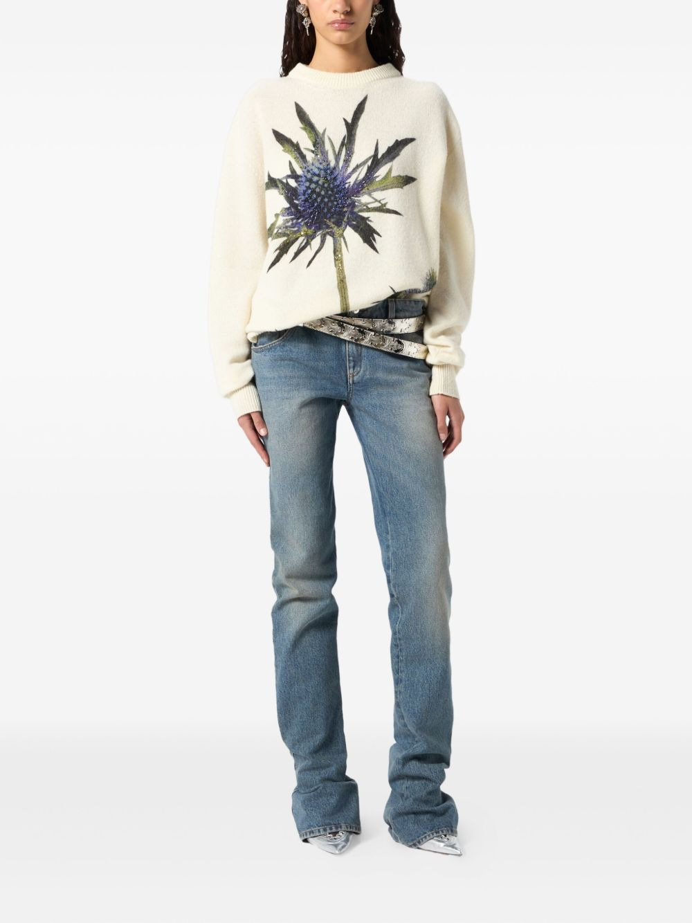 floral-motif crew-neck sweater - 2