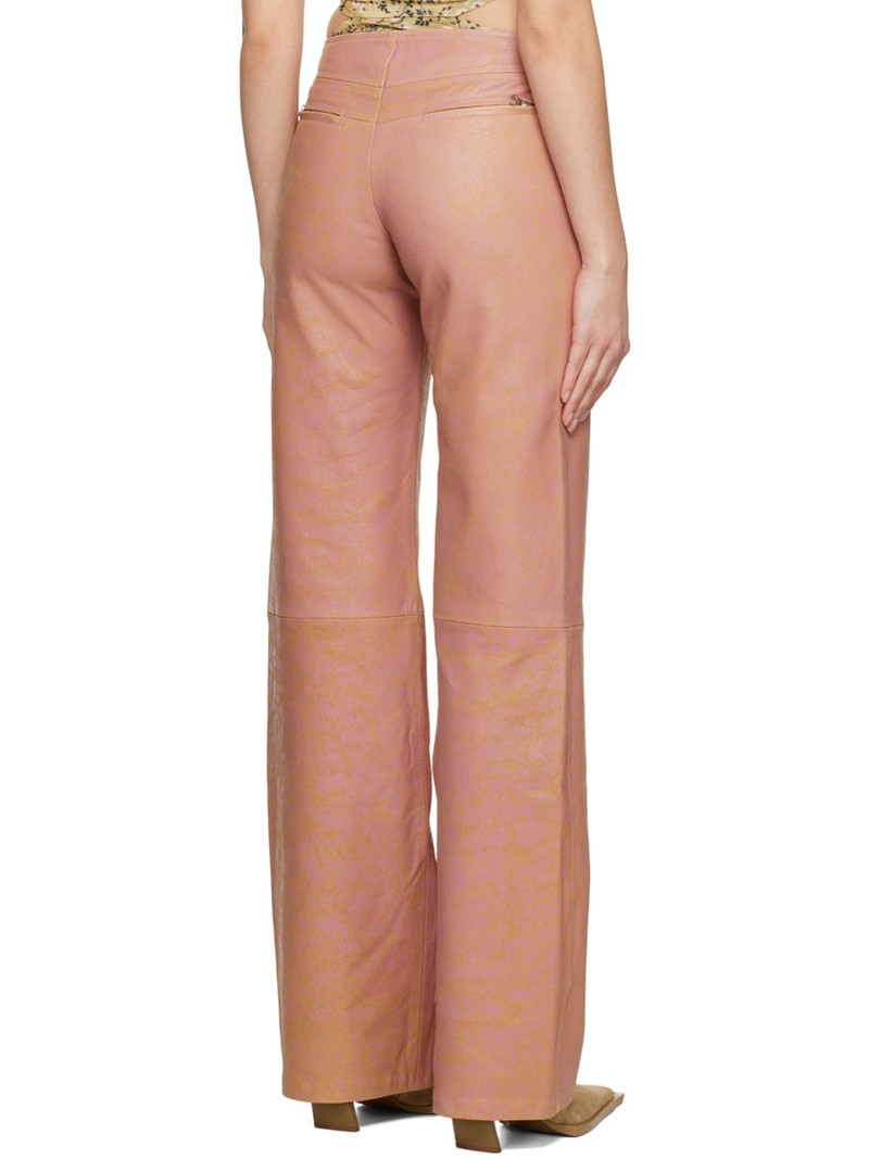 SSENSE Exclusive Pink Stain Leather Pants 3