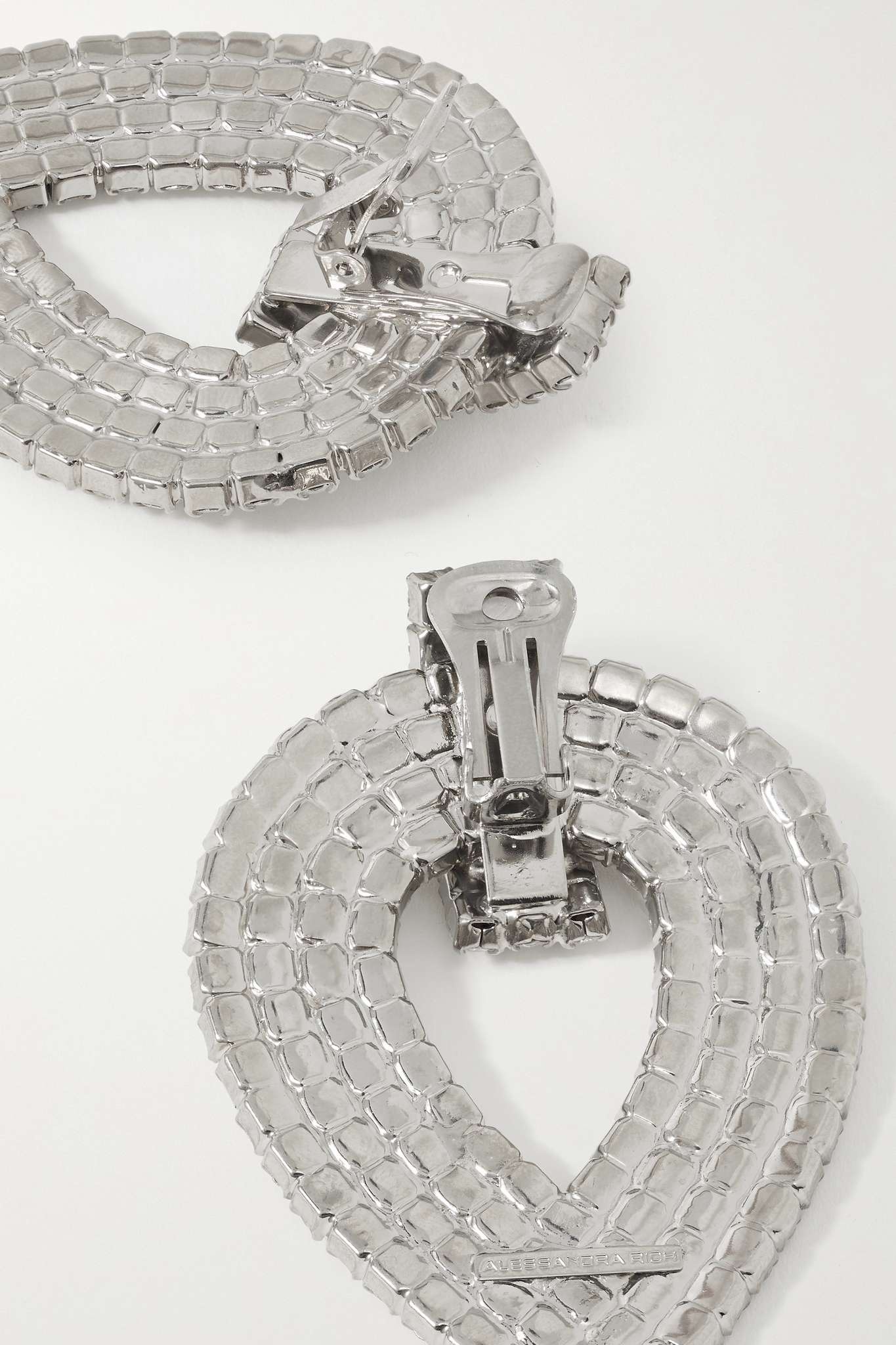 Silver-tone crystal clip earrings - 3