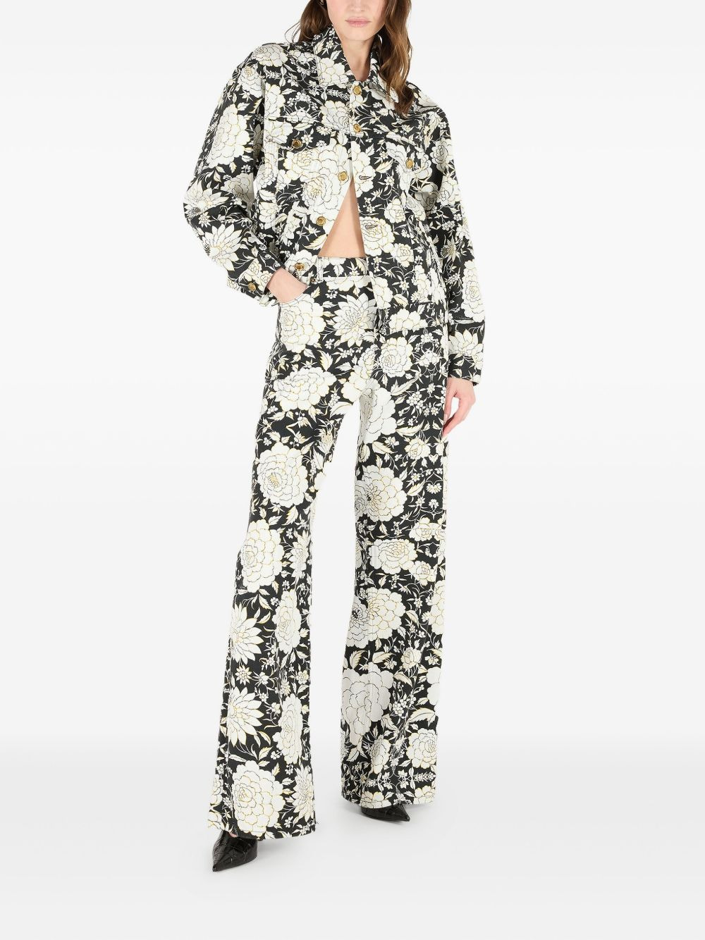 floral print denim jacket - 2