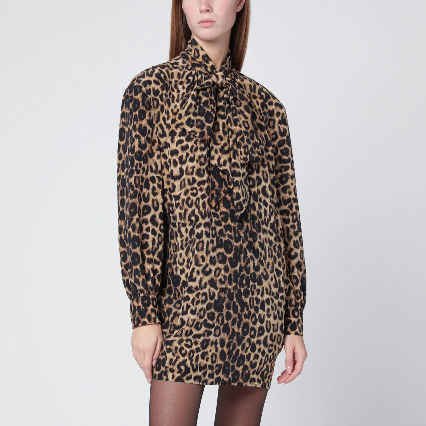 Leopard-print silk mini dress - 1