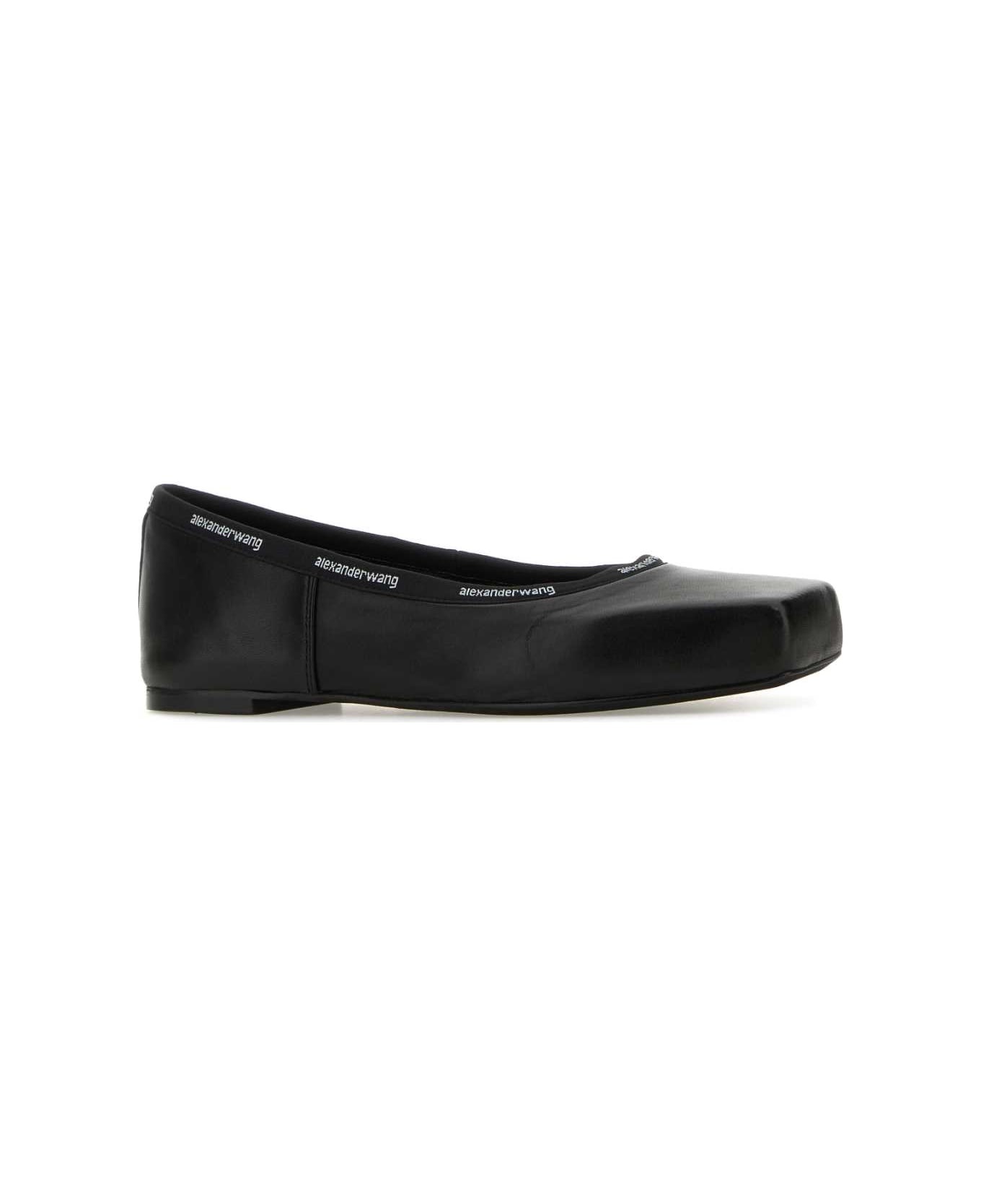 Black Leather Billie Ballerinas - 2