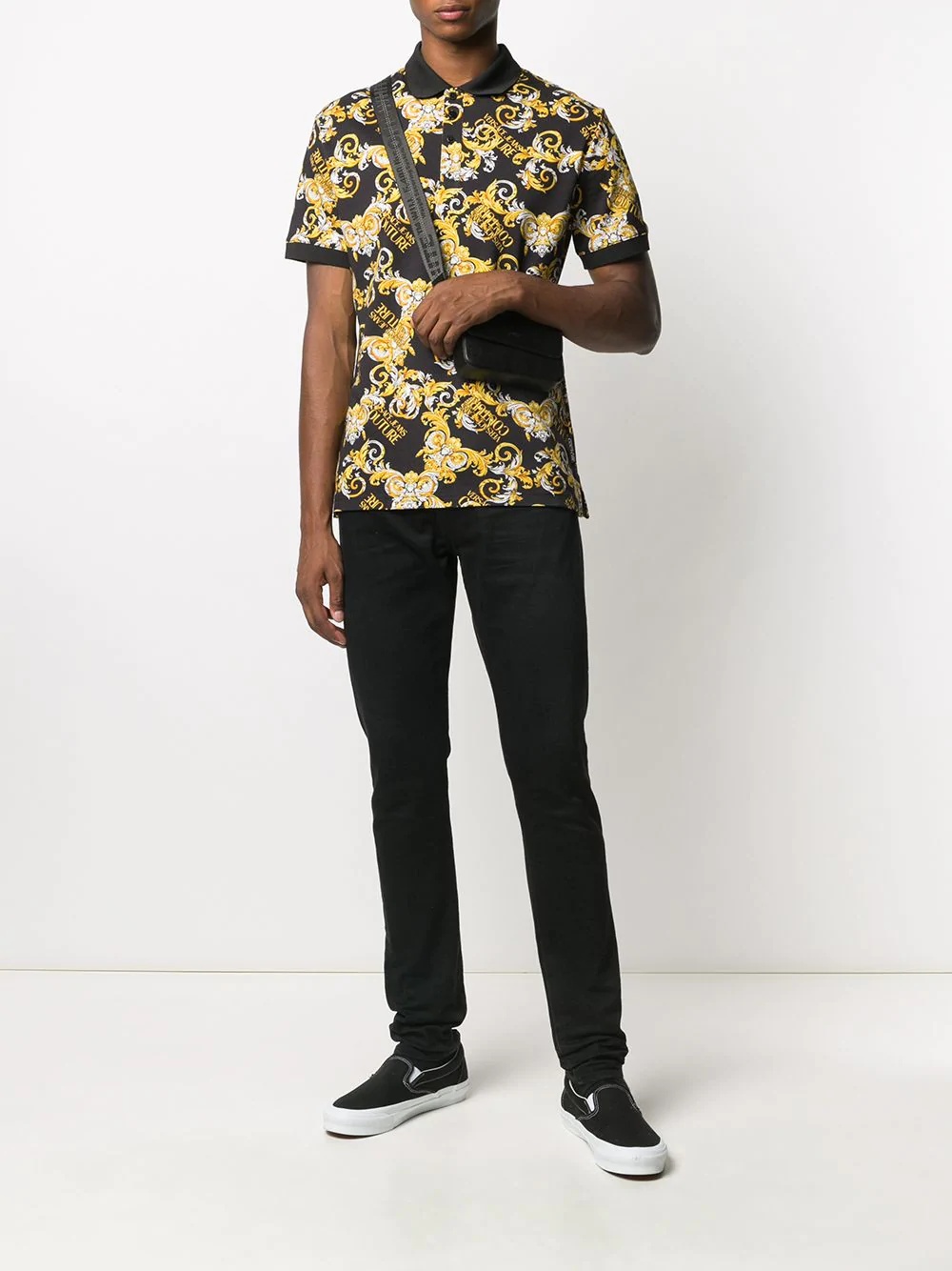 logo baroque print polo shirt - 2