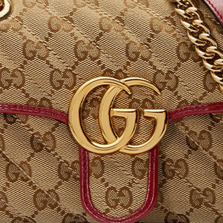 (WMNS) Gucci GG Marmont mini Brown Red color combination 446744-HVKEG-8561 - 8