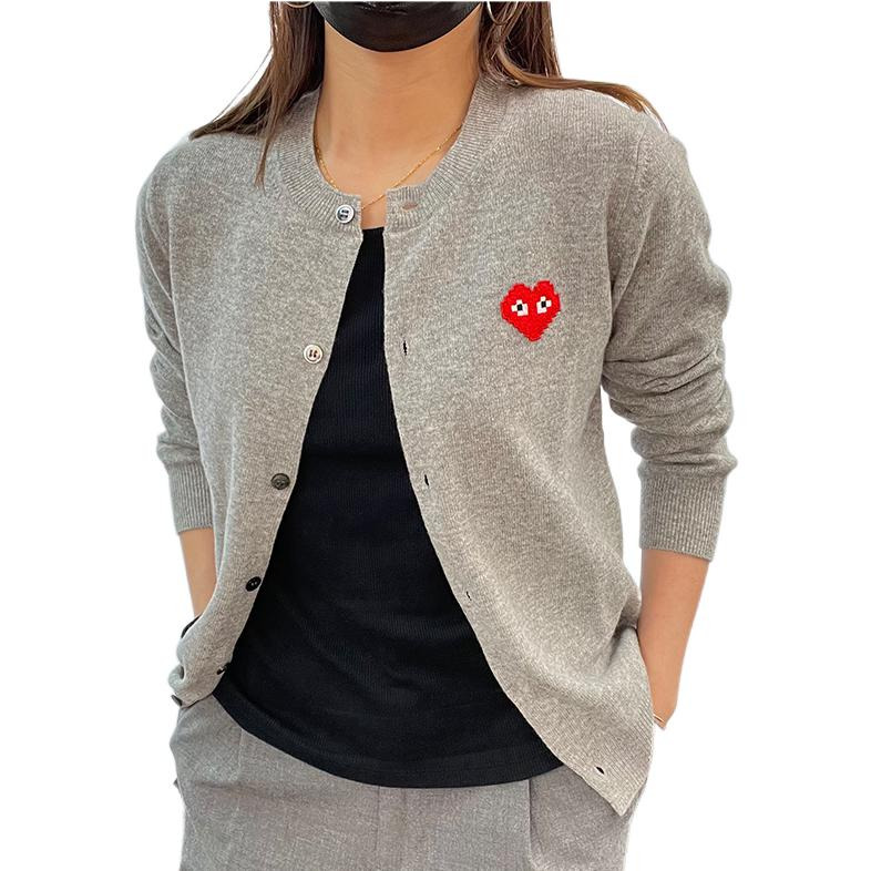(WMNS) COMME des GARCONS PLAY Cardigan Invader Emblem 'Grey' AZ-N083-051-2 - 4