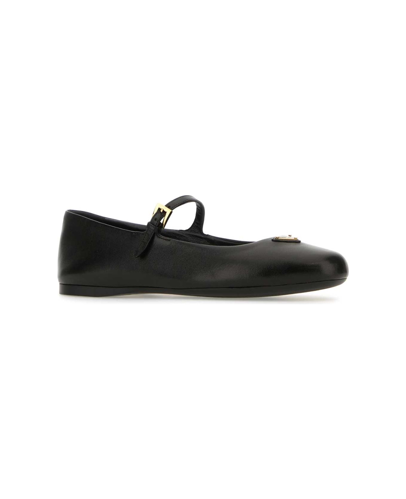 Black Nappa Leather Ballerinas - 2