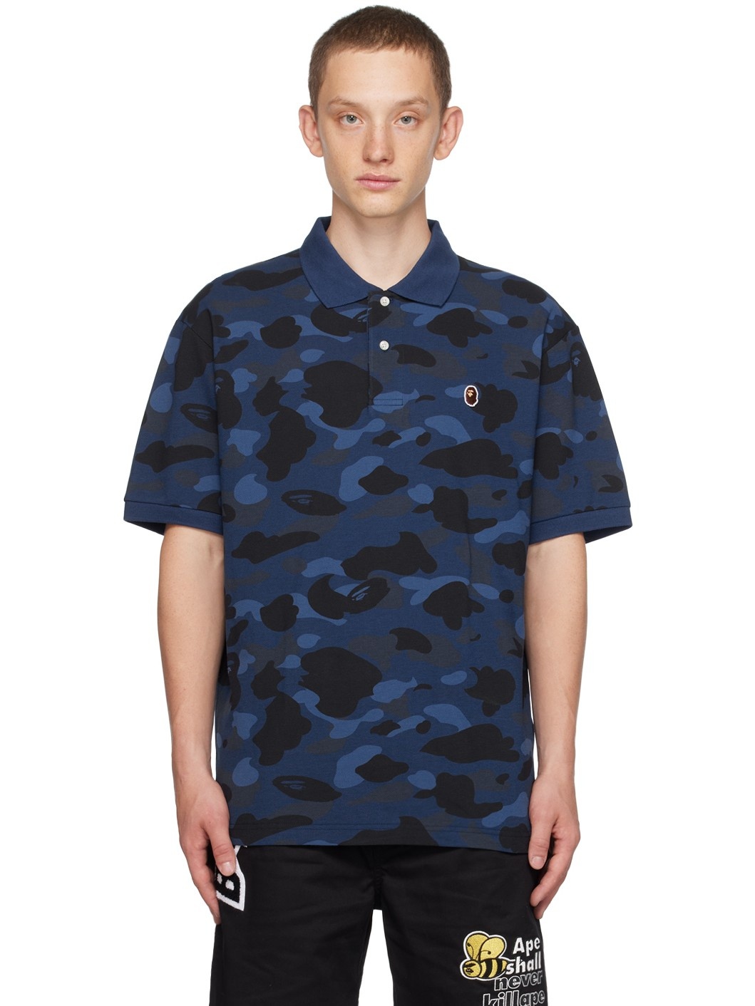 Navy Color Camo Ape Head Polo - 1