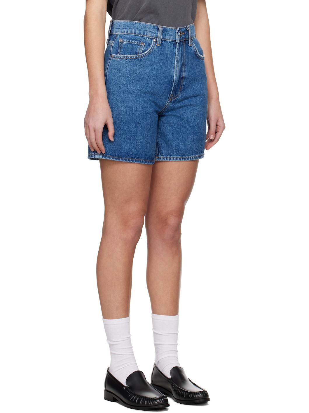 Blue Kat Denim Shorts - 2