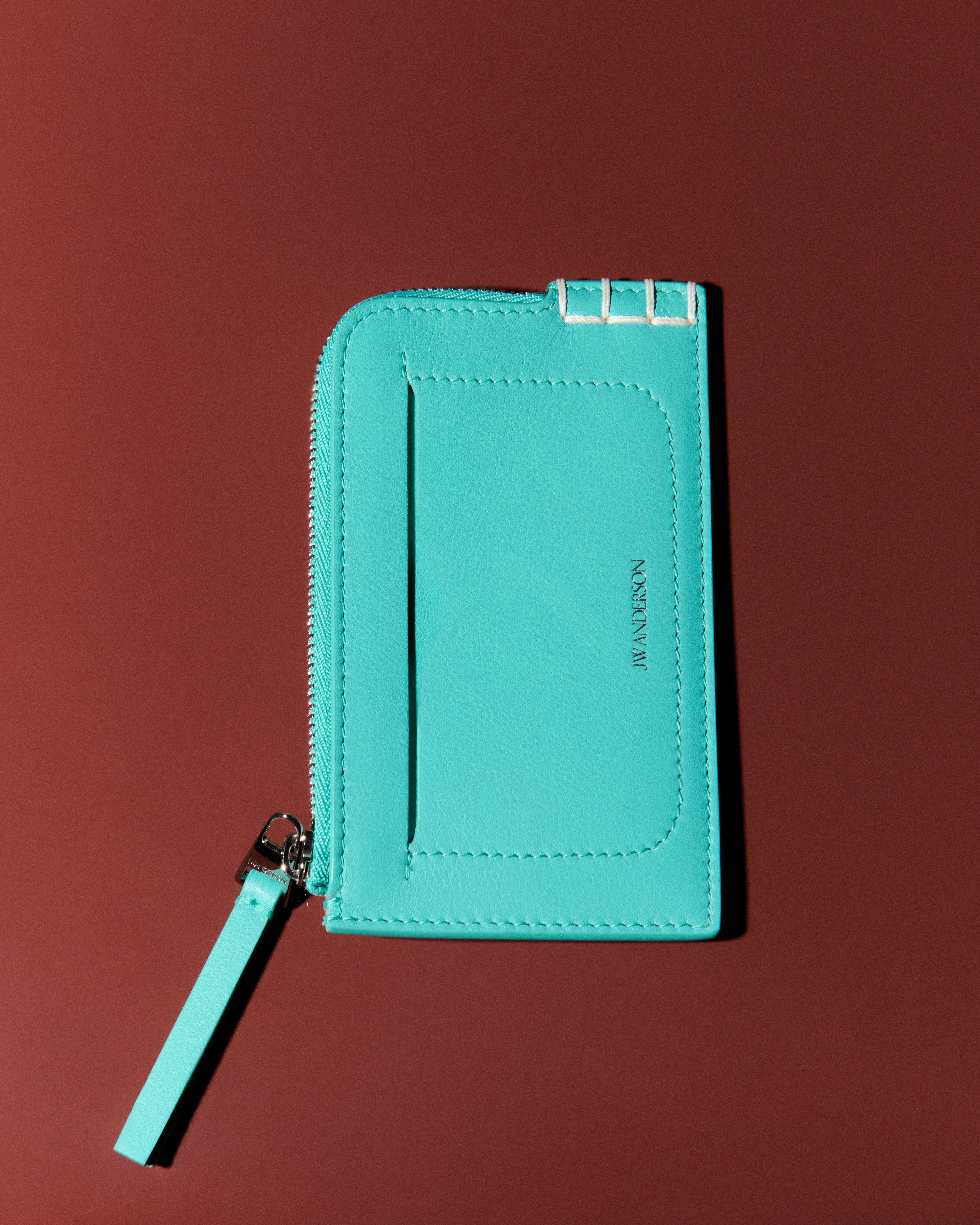 LEATHER LOAFER ZIP WALLET IN TURQUOISE - 2
